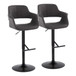 Vintage Flair - Adjustable Swivel Barstool (Set of 2) - Charcoal Fabric Seat