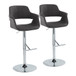Vintage Flair - Adjustable Swivel Barstool (Set of 2) - Charcoal Fabric Seat