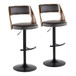 Cecina - Adjustable Barstool With Swivel And Rounded T Footrest (Set of 2) - Black Metal, Walnut Wood