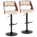 Cecina - Adjustable Barstool With Swivel And Rounded T Footrest (Set of 2) - Black Metal, Walnut Wood