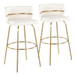 Cinch - 30" Fixed-Height Barstool With Swivel And Round Footrest (Set of 2) - Gold Metal