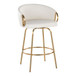 Claire - 26" Fixed-Height Counter Stool With Swivel And Round Gold Metal Footrest (Set of 2) - Gold Metal Legs
