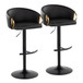Claire - Adjustable Barstool With Rounded T Footrest (Set of 2) - Black Metal With Gold Metal Accent