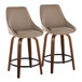 Diana - 24" Fixed-Height Counter Stool With Swivel And Round Black Metal Footrest (Set of 2) - Walnut Wood