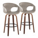 Curvo - 30" Fixed-Height Barstool With Swivel And Round Metal Footrest (Set of 2) - Walnut Wood