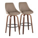 Diana - 30" Fixed-Height Barstool With Swivel And Round Black Metal Footrest (Set of 2) - Walnut Wood