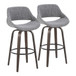 Fabrizzi - 30" Fixed-Height Barstool With Swivel And Round Black Metal Footrest (Set of 2) - Walnut Glazed Wood
