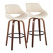Fabrizzi - 30" Fixed-Height Barstool With Swivel And Round Black Metal Footrest (Set of 2) - Walnut Wood