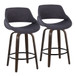 Fabrizzi - 26" Fixed-Height Counter Stool With Swivel And Round Black Metal Footrest (Set of 2) - Walnut Glazed Wood