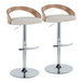 Grotto - Adjustable Barstool - Chrome Metal, Whitewashed Wood