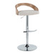 Grotto - Adjustable Barstool - Chrome Metal, Whitewashed Wood
