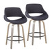 Fabrizzi - 26" Fixed-Height Counter Stool With Swivel And Round Black Metal Footrest (Set of 2) - Light Gray Wood