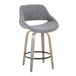 Fabrizzi - 26" Fixed-Height Counter Stool With Swivel And Round Black Metal Footrest (Set of 2) - Light Gray Wood