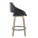 Fabrizzi - 26" Fixed-Height Counter Stool With Swivel And Round Black Metal Footrest (Set of 2) - Light Gray Wood