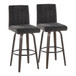 Hannah - Fixed-Height Barstool With Swivel And Round Black Metal Footrest (Set of 2) - Walnut Glazed Wood