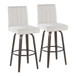 Hannah - Fixed-Height Barstool With Swivel And Round Black Metal Footrest (Set of 2) - Walnut Glazed Wood