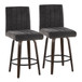 Hannah - Fixed-Height Counter Stool With Swivel And Round Black Metal Footrest (Set of 2) - Walnut Glazed Wood