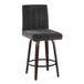 Hannah - Fixed-Height Counter Stool With Swivel And Round Black Metal Footrest (Set of 2) - Walnut Glazed Wood