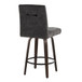 Hannah - Fixed-Height Counter Stool With Swivel And Round Black Metal Footrest (Set of 2) - Walnut Glazed Wood