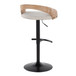 Grotto - Adjustable Barstool - Black Metal, Whitewashed Wood