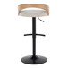 Grotto - Adjustable Barstool - Black Metal, Whitewashed Wood