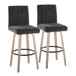Hannah - 30" Fixed-Height Barstool With Swivel And Round Black Metal Footrest (Set of 2) - Whitewashed Wood