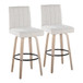 Hannah - 30" Fixed-Height Barstool With Swivel And Round Black Metal Footrest (Set of 2) - Whitewashed Wood