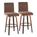 Hannah - 30" Fixed-Height Barstool With Swivel And Round Black Metal Footrest (Set of 2) - Walnut Wood