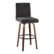 Hannah - 30" Fixed-Height Barstool With Swivel And Round Black Metal Footrest (Set of 2) - Walnut Wood