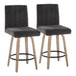 Hannah - 26" Fixed-Height Counter Stool With Swivel And Round Black Metal Footrest (Set of 2) - Whitewashed Wood