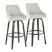 Hannah - 30" Fixed-Height Barstool With Swivel And Round Black Metal Footrest (Set of 2) - Walnut Glazed Wood