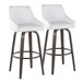 Hannah - 30" Fixed-Height Barstool With Swivel And Round Black Metal Footrest (Set of 2) - Walnut Glazed Wood