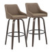 Hannah - 30" Fixed-Height Barstool With Swivel And Round Black Metal Footrest (Set of 2) - Walnut Glazed Wood