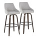 Hannah - 30" Fixed-Height Barstool With Swivel And Round Black Metal Footrest (Set of 2) - Walnut Glazed Wood