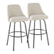 Marcel - 30" Fixed-Height Barstool With Swivel And Round Black Metal Footrest (Set of 2) - Black Metal