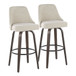 Marcel - 30" Fixed-Height Barstool With Swivel And Round Black Metal Footrest (Set of 2) - Walnut Glazed Wood