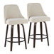 Marcel - 27" Fixed-Height Counter Stool With Swivel And Round Black Metal Footrest (Set of 2) - Walnut Glazed Wood