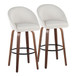 Matisse - 30" Highback Fixed-Height Barstool With Round Black Metal Footrest (Set of 2) - Walnut Wood