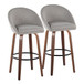 Matisse - 30" Highback Fixed-Height Barstool With Round Black Metal Footrest (Set of 2) - Walnut Wood