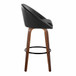 Matisse - 30" Highback Fixed-Height Barstool With Round Black Metal Footrest (Set of 2) - Walnut Wood