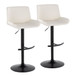 Santi - Upholstered Adjustable Barstool With Swivel And Rounded T Footrest (Set of 2) - Black Metal