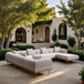 Laguna - 7 Piece Resilient Water Resistant Fabric 142" Upholstered Outdoor Patio Modular Sectional