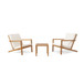 3 Piece Outdoor Chat Set With Table And 2 Adirondack Chairs - White / Brown Patina