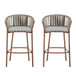 Lodi - Outdoor Matal Rope Barstool, Teak / Beige (Set of 2) - Teak / Beige