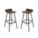 Outdoor Bar Stool With Low Backrests And Wood Seats (Set of 2) - Dark Brown / Black