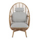 Ellis - Outdoor Wicker High Back Lounge Chair, Teak Finished Leg - Light Brown / Beige