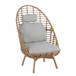Ellis - Outdoor Wicker High Back Lounge Chair, Teak Finished Leg - Light Brown / Beige