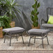 Outdoor Modern Boho Wicker Ottoman With Cushions (Set of 2)