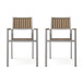 Stylish Modern Faux Wood & Aluminum Outdoor Dining Chairs, (Set of 2) - Natural