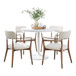 Dakota - Savannah 5 Piece Dining Set - White Steel, White Wood, Copper Metal, Whitewashed Wood,cream Noise Fabric